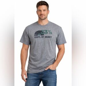 Tultext Men's 33 1/3 Vinyl at Heart Tee Shirt in Grey Size Large
